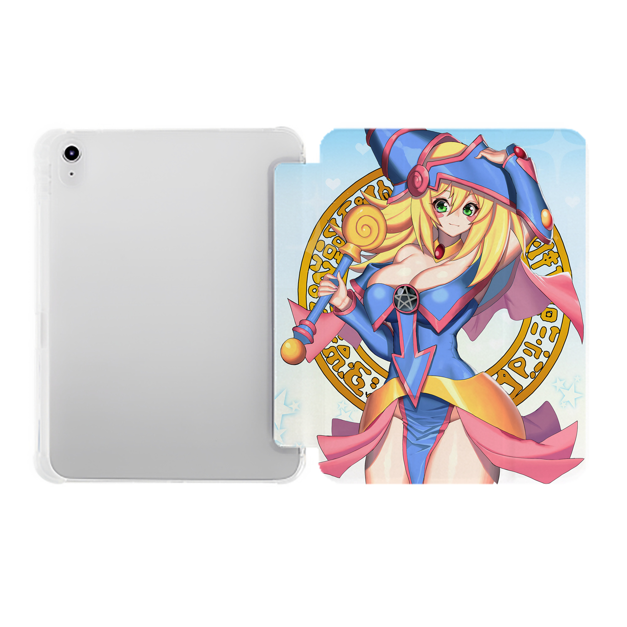 （画像用） 遊☆戯☆王 Yu-Gi-Oh! IPad ケース ペン収納付き 三つ折りスタンド PUレザー×シリコン 対応機種9.5/10.5/10.9インチ